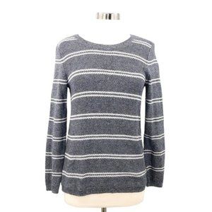 Talbots Heather Blue /White Stripe Long Sleeve Sweater